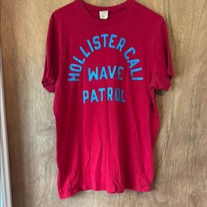 Hollister Vibrant Red Tee with Blue Graphic
